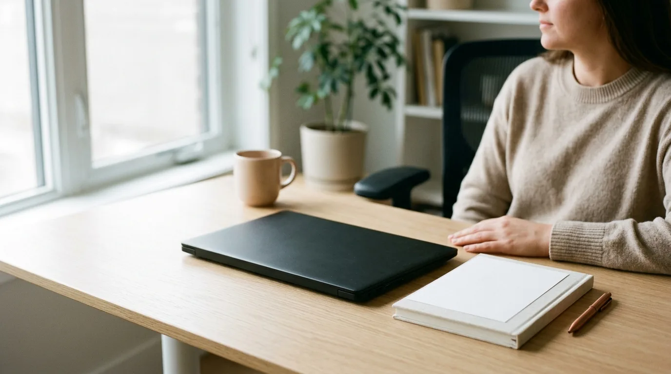 Clean desk setup representing preparation for b2b prospecting tools for account executives