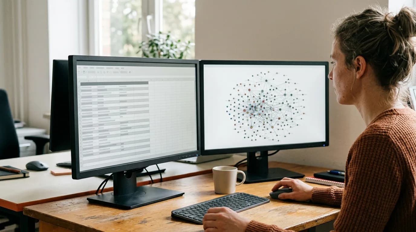 A comparison view of relationship intelligence software vs crm showing network graphs next to traditional databases.