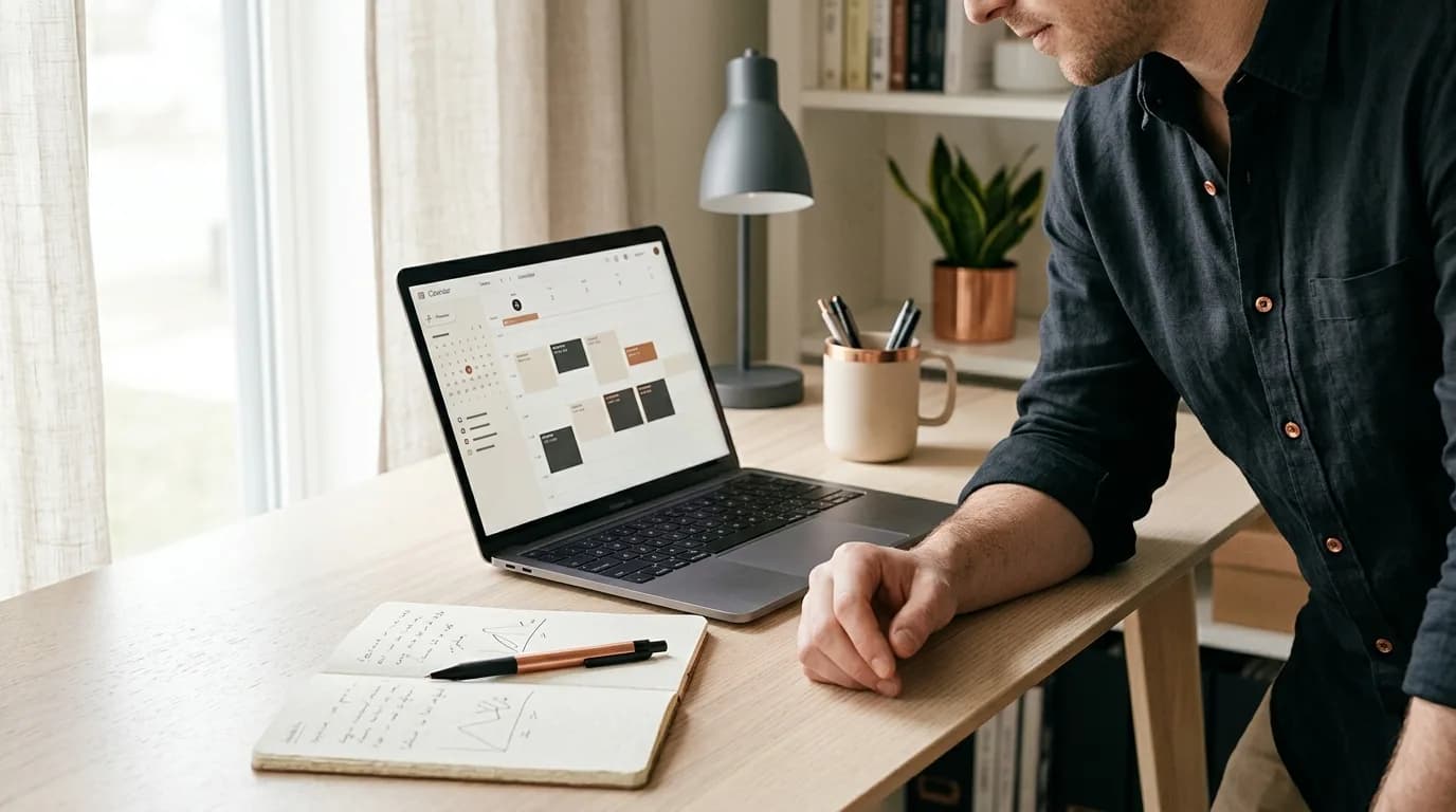 A desk setup prepared for a business meeting.
