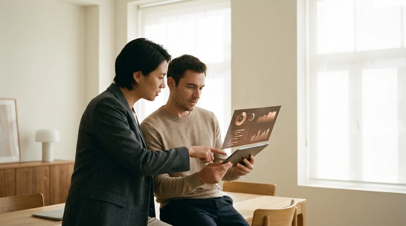 Strategic ai sales tool implementation data visualization on a tablet.