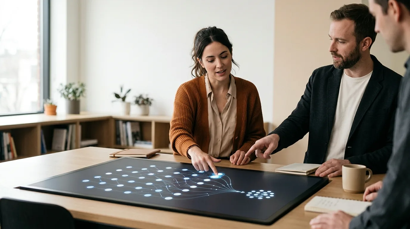 Digital nodes connecting to filter complex data into refined insights