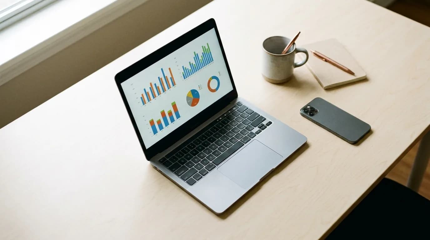 A modern workspace showing a laptop and a phone ready for B2B sales intelligence tool integration tasks